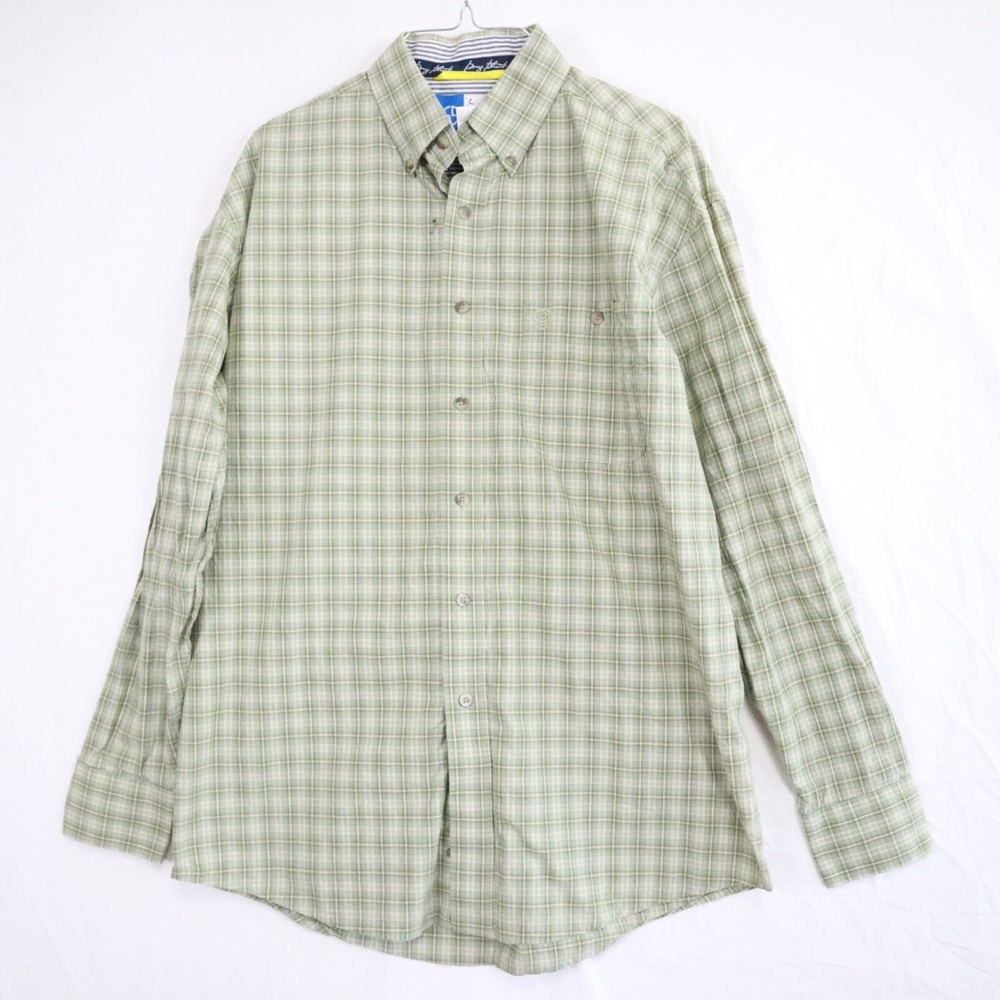 Wrangler George Strait Shirt Mens Medium Pocket Western Button Plaid Long Sleeve